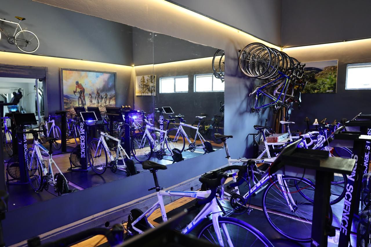 Bikes set up and ready in the Spin Science studio